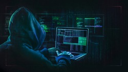 dark web hooded hacker  cyber war concept 