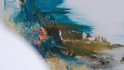Close-up of an artist using a brush to create a modern painting. Abstract painting concept