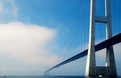 Suspension bridge over the sea in Denmark