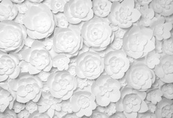 white paper flowers on white background