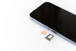 SIM card removed from a smartphone.
