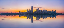 New York City Skyline Reflections at sunrise 