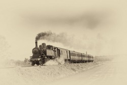 Steam train. Old photo filter applied.