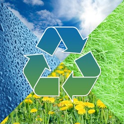 Conceptual recycling sign with images of nature