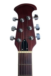 An acoustic guitars headstock