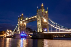 The Tower Bridge in London in the evening