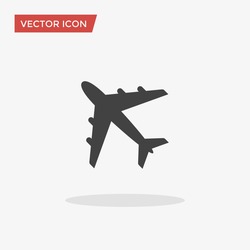 Airplane Icon in trendy flat style isolated on grey background. Plane symbol for your web site design, logo, app, UI. Vector illustration, EPS10.