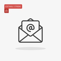 Outline email icon isolated on grey background. Open envelope pictogram. Line mail symbol for website design, mobile application, ui. Vector illustration. Eps10