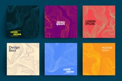 Set of Abstract Cards with Liquid Lines. Applicable for Covers, Placards, Posters, Flyers and Banner Designs.