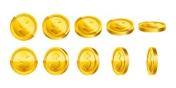 3d Gold coins illustration. Eps10 vector.