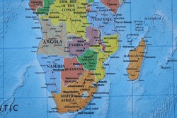 Close up of Zimbabwe on world map