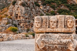Ruins Myra Ancient City in Demre to Antalya, archaeology landmarks of Turkey.