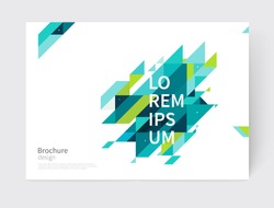White modern business brochure/ leaflet, flyer, cover template. Abstract diagonal background blue and green lines. stock-vector EPS 10
