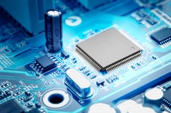 macro image electronic circuit board with processor