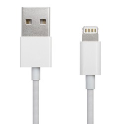 White 8-pin cable for smartphone isolated on a white background