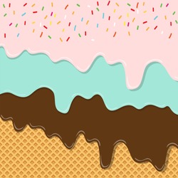 sweet flavor ice cream texture layer melted on wafer background pattern wallpaper. vector illustration. punchy creative pastels and pastel minimalism background with copy space.