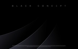 Black premium abstract background with luxury dark lines and darkness geometric shapes. Modern exclusive background for poster, banner, wallpaper and futuristic design concepts. Vector EPS
