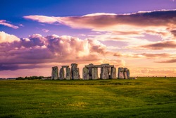 Stonehenge at sunset in England 