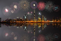 New Year fireworks display at Dubai, UAE