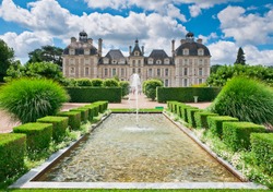 View of Cheverny Chateau from apprentice's garden, France