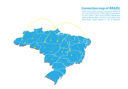 Modern of brazil Map connections network design, Best Internet Concept of brazil map business from concepts series, map point and line composition. Infographic map. Vector Illustration.
