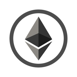 Ethereum flat icon for internet money. Crypto currency symbol and coin image. Blockchain based secure cryptocurrency. For using in web projects or mobile applications. Isolated vector illustration.
