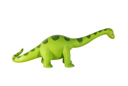 Plastic green dinosaur toy, Brontosaurus  isolated on white background