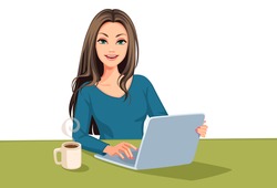 Beautiful Business women working on laptop vector illustration