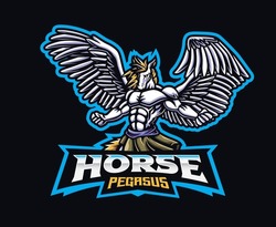 Pegasus man mascot logo design. Vector illustration pegasus man. Logo illustration for mascot or symbol and identity, emblem sports or e-sports gaming team