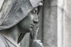 Female sculpture, Italy, close-up
