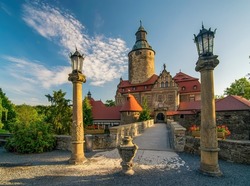 Czocha Castle - popular tourist attraction - at sunny summer day, Lower Silesia, Poland