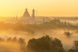 The New Jerusalem Monastery rises above the fog