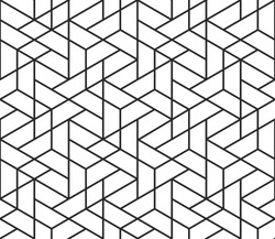 Abstract geometric pattern background with hexagonal and triangular texture. Black and white seamless grid lines. Simple minimalistic pattern