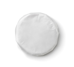 Top view of blank wrapped round soap isolated on white