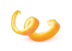 Orange zest spiral isolated on white