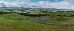A panorama view of the Sun Amphitheatre and the North-South Line in the Crawick Multiverse in Dumfries and Galloway