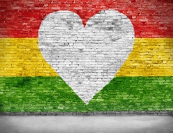 Love for reggae music loving painted over white brick wall
