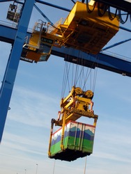 Large industrial crane for cargo containers in port