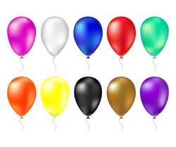Balloon set. Vector illustration of shiny colorful glossy balloons. Realistic air 3d balloons isolated on white background. Big collection of different nice balloons. design elements balloon