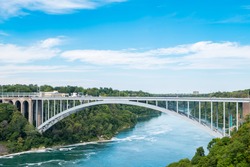 Rainbow Bridge above Niagara River. The arch bridge between the United States of America and Canada.