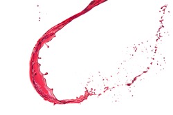 Isolated red wine color splash against white background.