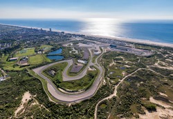 High resolution aerial image of race track in the dunes near Zandvoort, the Netherlands