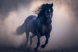 horse gallops on the grass Horse running on the sand in Animal Photography and Black