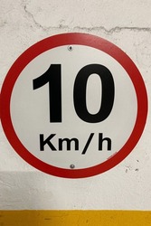 a speed limit board of 10 km per hour