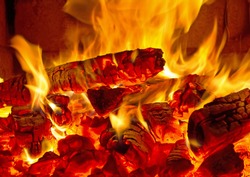 firewood,burning, fire,embers, in the stove,the concept of wood heating,