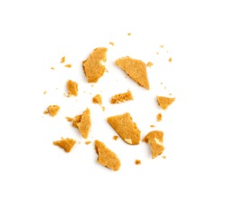 Broken Ginger Snap Isolated. Crumbled Rectangular Ginger Nut, Biscuit Square Cookies Crumbles and Pieces