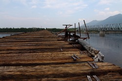 old bridge in Vitim river