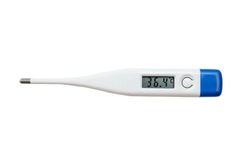 Electronic modern thermometer isolated on white. Fever diagnostic  and healthcare concept
