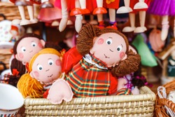 Rag dolls toys handmade souvenirs at the sale
