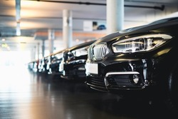 
Cars in a showroom in the dealership, new cars, used cars, automotive industry